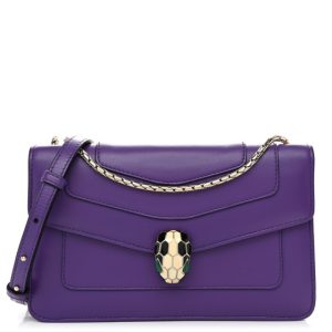 Bulgari Calfskin Serpenti Forever Shoulder Bag Purple