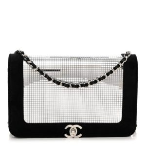 Chanel Velvet Mirror Embellished Boy Wallet On Chain WOC Argent