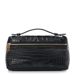 Loro Piana Crocodile L19 Extra Pocket Pouch Black
