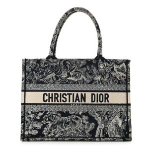 Christian Dior Canvas Embroidered Medium Dioriviera Toile De Jouy Reverse Book Tote Blue