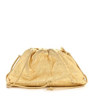 Bottega Veneta Metallic Crinkled Lambskin The Mini Pouch Oro
