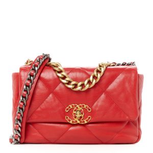Chanel Goatskin Quilted Medium Chanel 19 Flap Red