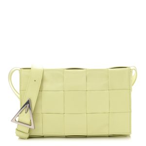 Bottega Veneta Calfskin Intrecciato Cassette Crossbody Bag Lemon Washed