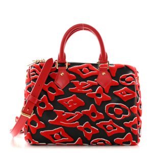Louis Vuitton X UF Tufted Monogram Speedy Bandouliere 25 Black Red