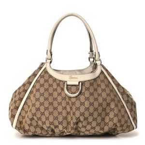 Gucci Monogram D Gold Large Hobo White