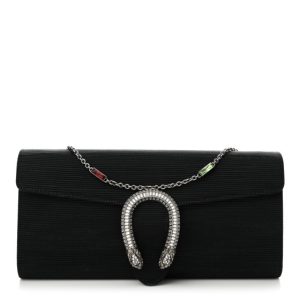 Gucci Grosgrain Satin Small Dionysus Shoulder Bag Black