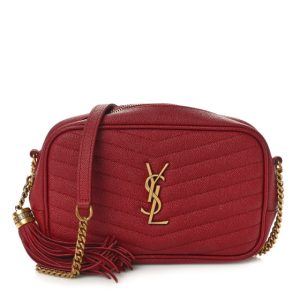 Saint Laurent Grain De Poudre Matelasse Monogram Mini Lou Camera Bag Opyum Red