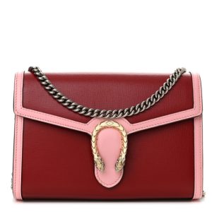 Gucci Azalea Calfskin Enamel Mini Dionysus Chain Wallet New Cherry Red Wild Rose Off White