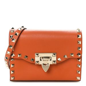 Valentino Garavani Vitello Mini Rockstud Flap Saddle Bag Light Cuir