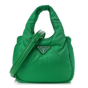 Prada Re-Nylon Soft Padded Small Double Handled Shoulder Bag Mango