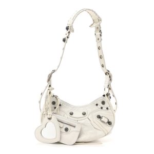 Balenciaga Agneau Arena Le Cagole Shoulder Bag XS Optic White