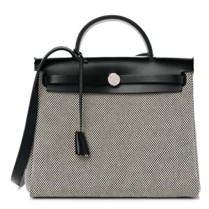 Hermes Vache Hunter Criss Viking Herbag Zip Retourne 31 PM Ecru Black