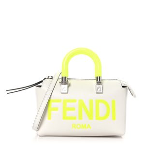Fendi Vitello King Plexiglass Logo Embossed Mini By The Way Top Handle Boston Bag White Yellow