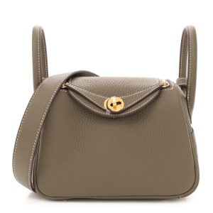 Hermes Taurillon Clemence Mini Lindy 20 Etoupe