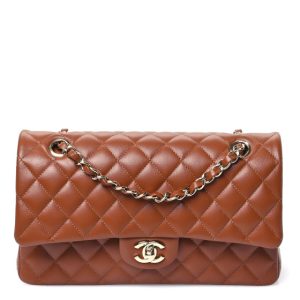 Chanel Lambskin Quilted Medium Double Flap Brown