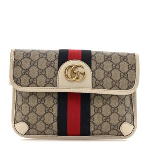 Gucci GG Supreme Monogram Web Small Ophidia Belt Bag 90 36 Beige Ebony White