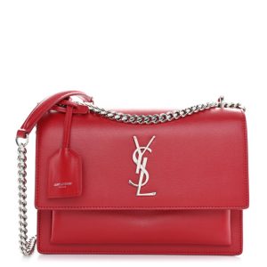 Saint Laurent Calfskin Medium Monogram Sunset Rouge Eros