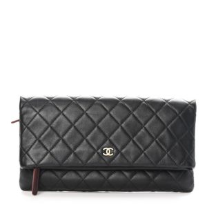Chanel Lambskin Quilted CC Beauty Clutch Black