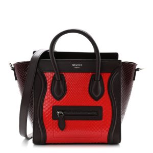 Celine Snakeskin Smooth Calfskin Nano Luggage Chili