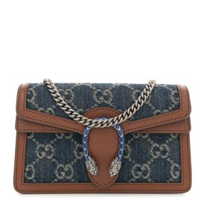 Gucci New Denim GG Monogram Dollar Calfskin Enamel Super Mini Dionysus Shoulder Bag Blue Tea Cuir Epilog Electric Blue