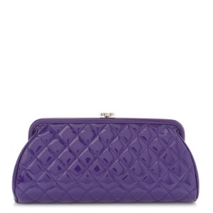 Chanel Patent Quilted Timeless Clutch Purple