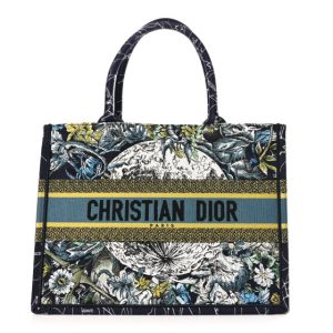Christian Dior Canvas Embroidered Medium Zodiac Book Tote Blue Multicolor