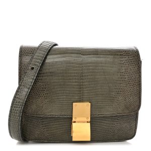 Celine Lizard Small Classic Box Flap Bag Green