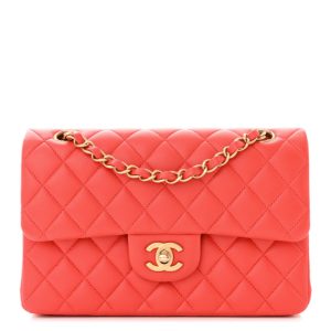 Chanel Lambskin Quilted Small Double Flap Red