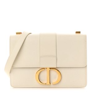 Christian Dior Grained Calfskin 30 Montaigne Flap Bag Latte