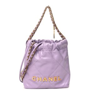 Chanel Shiny Calfskin Quilted Mini Chanel 22 Light Purple