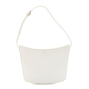Celine Shiny Calfskin Medium Croque Bag Artic White