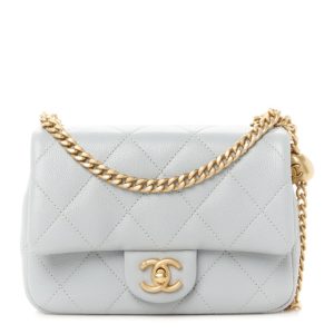 Chanel Caviar Quilted Mini Sweetheart Flap Grey
