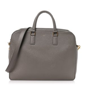 Celine Grained Calfskin Medium Briefcase Pebble
