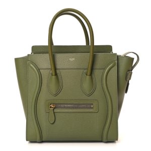 Celine Drummed Calfskin Micro Luggage Light Khaki