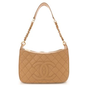 Chanel Caviar Quilted Timeless CC Shoulder Bag Beige