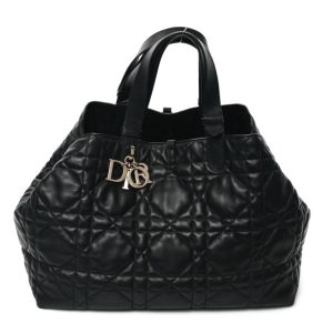 Christian Dior Calfskin Macrocannage Large Toujours Black