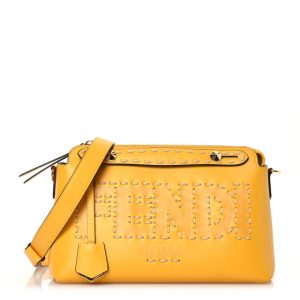 Fendi Vitello King Macro Stitchings Logo Medium By The Way Boston Bag Mimosa