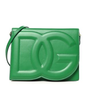 Dolce & Gabbana Calfskin DG Logo Flap Crossbody Bag Green