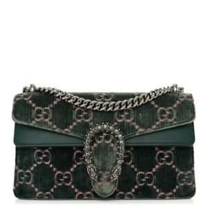 Gucci Velvet Moon Calfskin Crystal GG Monogram Small Dionysus Shoulder Bag Avio Dusty Pink Black Diamond