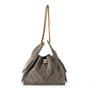 Chanel Suede Quilted Small Chanel 25 Hobo Grey