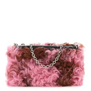 Prada Montone Shearling Chain Bag Begonia Cammello
