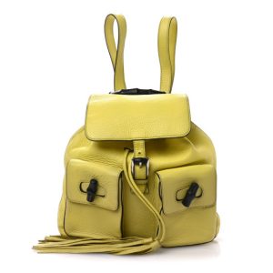 Gucci Cellarius Calfskin Medium Bamboo Backpack Mimosa Flower