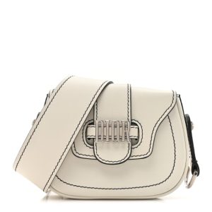Christian Dior Calfskin Mini D Fence Saddle Bag White