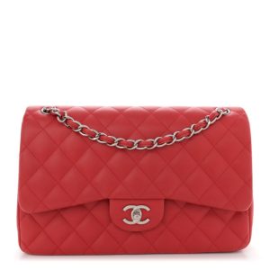 Chanel Lambskin Quilted Jumbo Double Flap Red