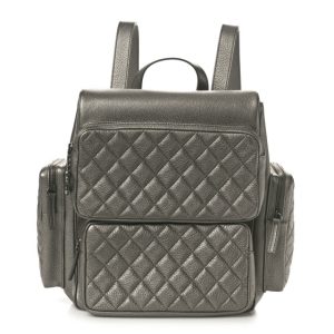 Chanel Metallic Grained Calfskin Quilted Large Casual Rock Backpack Charcoal