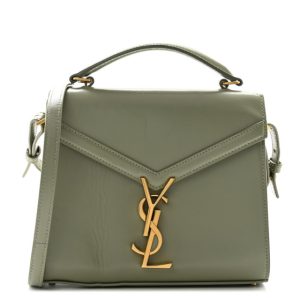 Saint Laurent Calfskin Mini Classic Monogram Cassandra Top Handle Light Sage