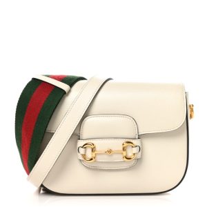 Gucci Azalea Calfskin Web Mini Horsebit 1955 Shoulder Bag Mystic White