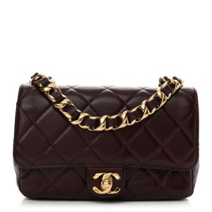Chanel Shiny Lambskin Quilted Twist CC Square Flap Burgundy