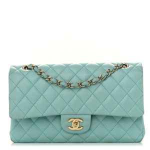 Chanel Caviar Quilted Medium Double Flap Light Blue