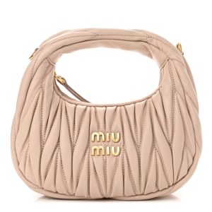 Miu Miu Nappa Matelasse Wander Hobo Cipria